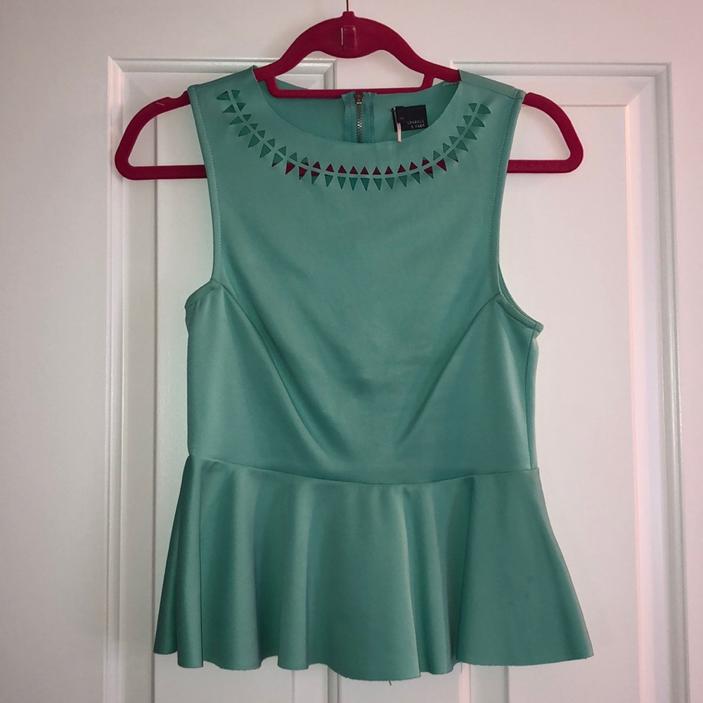 Turquoise Peplum Top